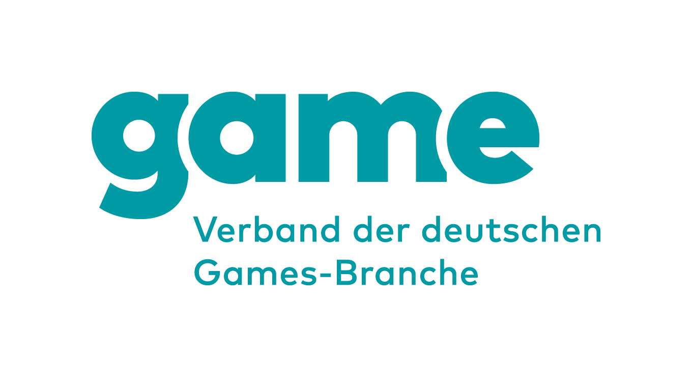 Logo des gaame Verbands - ein blauer Schriftzug zeigt "game Verband der deutshcen Games-Branche".